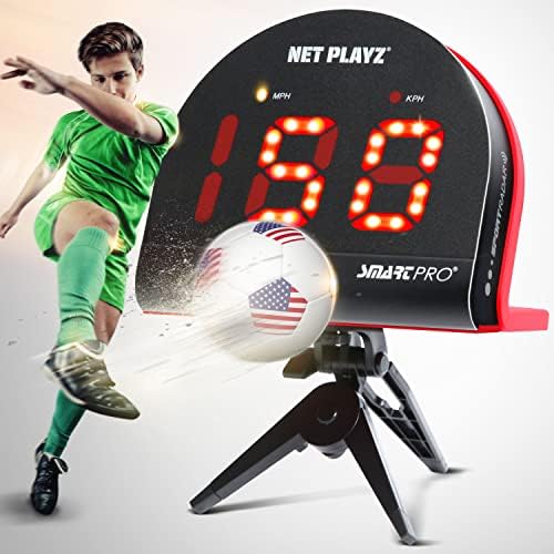 מתנות כדורגל של Netplayz מהירות רדאר - מדוד זיהוי כוח זריקה מהירות ירייה, חיישני אקדח מכם ספורט | עזרי אימונים, ציוד גאדג'ט וציוד שחור